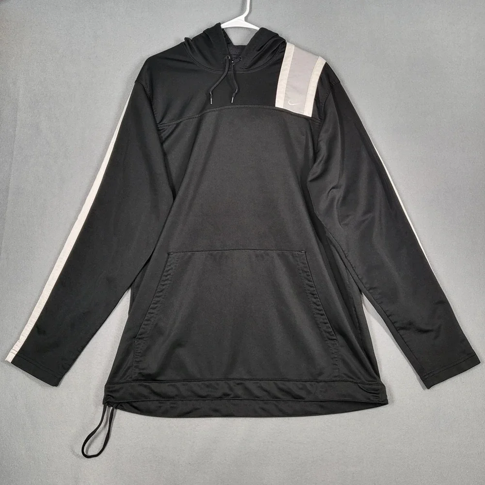 Nike Hoodie Men's XL‎ Black Polyester Pullover Training Activewear Sweatshirt